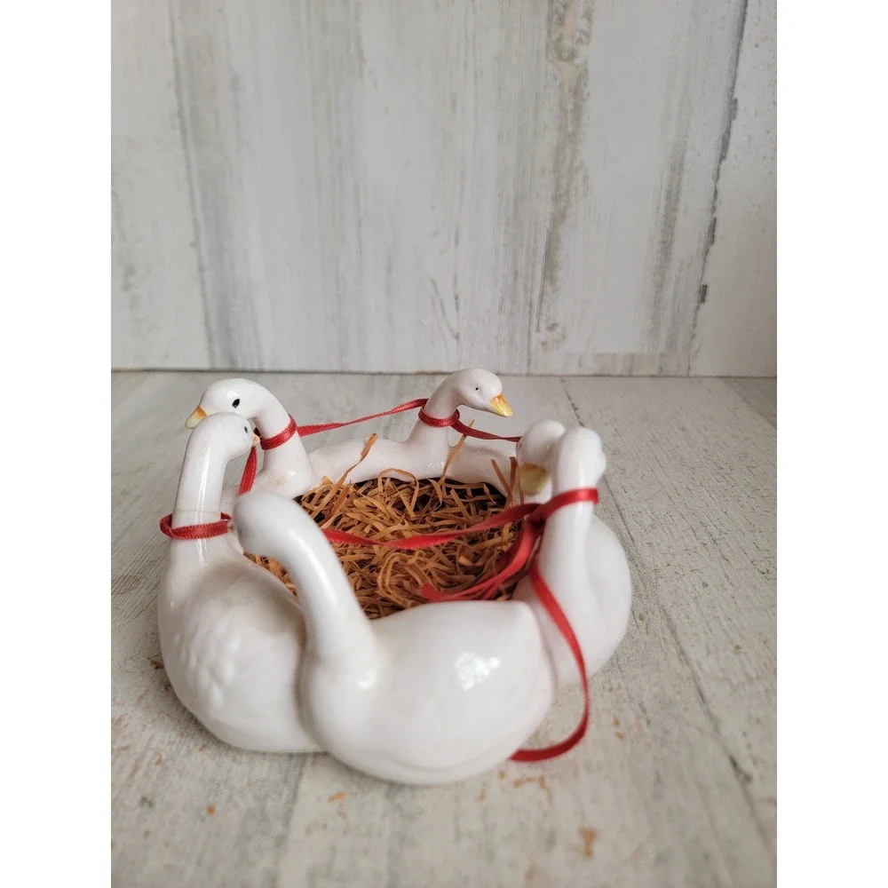 Ron‎ Gordon geese trinket vintage candy dish goose unique home decor